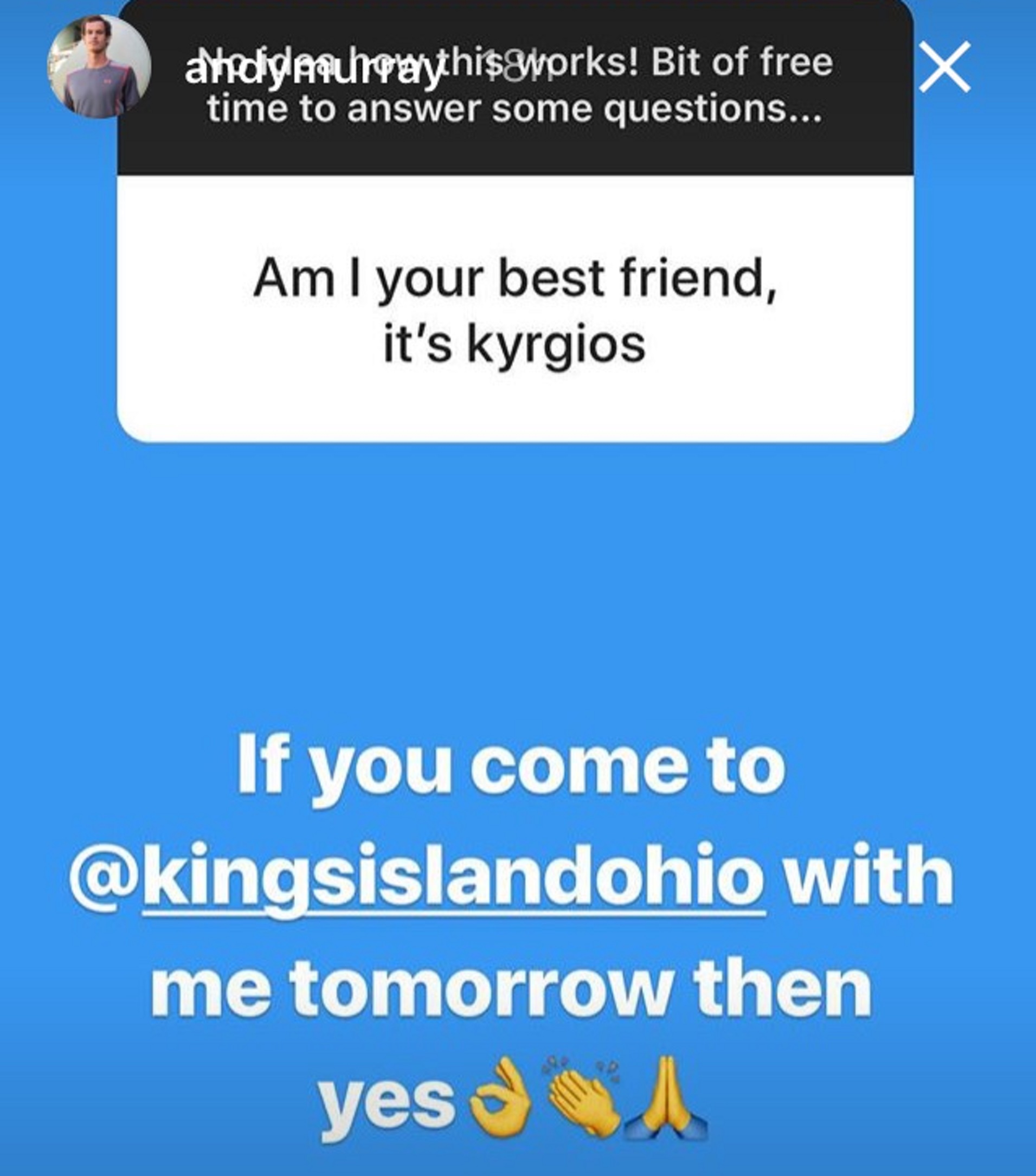 Andy Murray answers questions on his Instagram Story