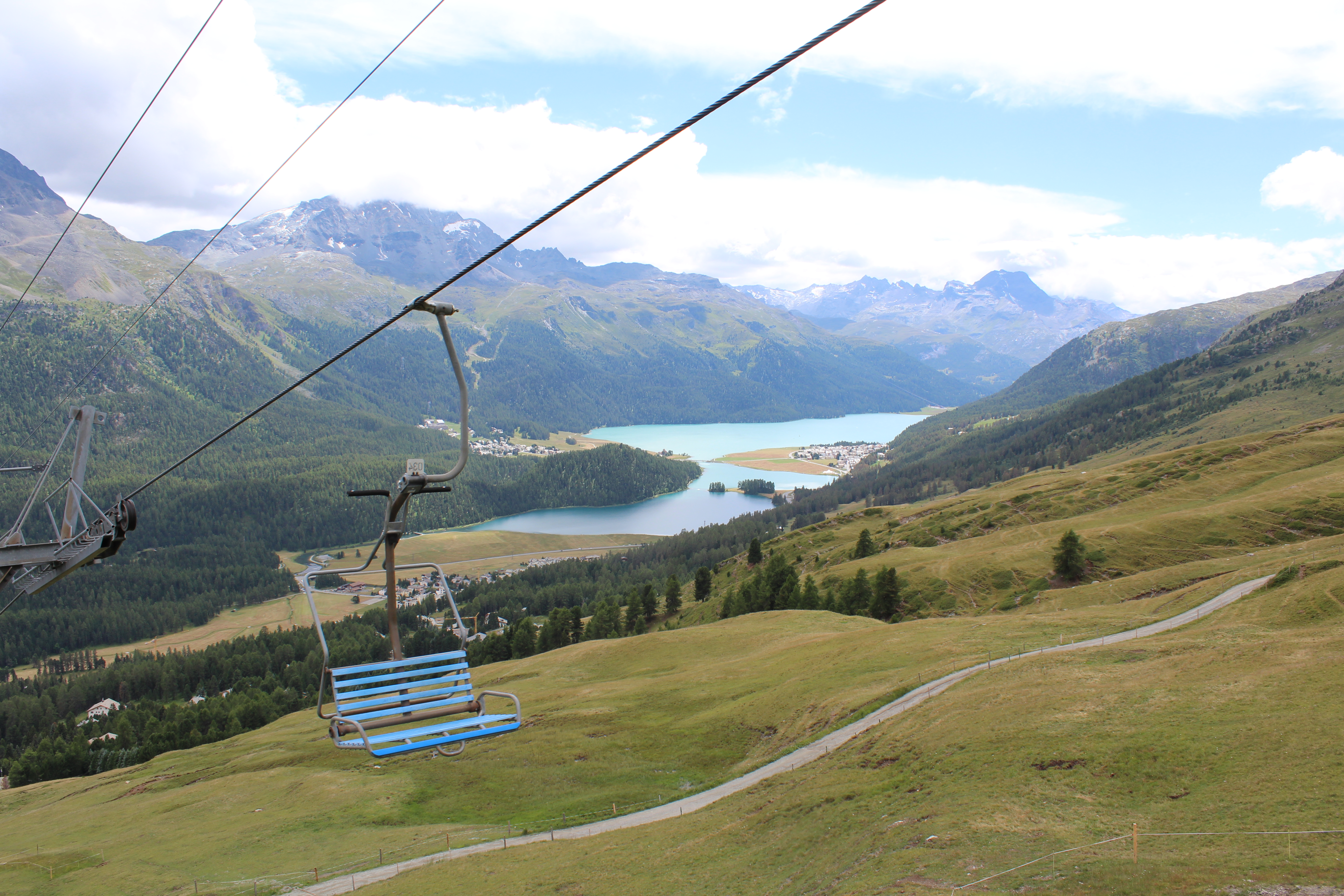Taking the chairlift back to Suvretta (Josie Clarke/PA)