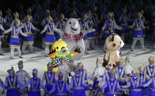 The official games mascots during the opening ceremony