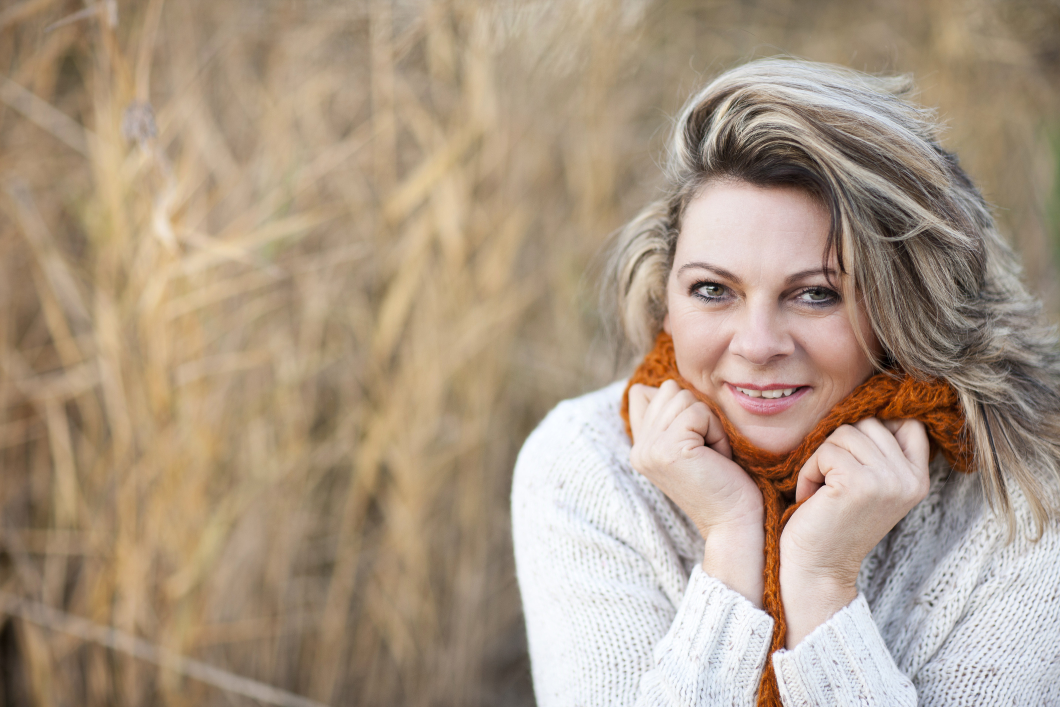 Happy matured woman portrait outdoor