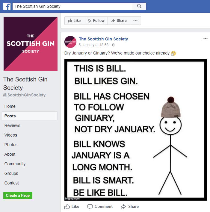 This post suggested that "Bill" was smart for drinking gin instead of abstaining from alcohol