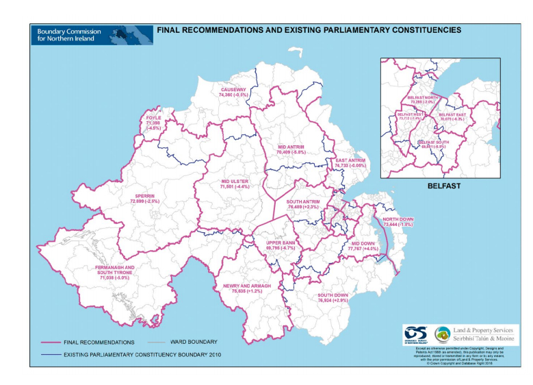 The new recommended boundary map for Northern Ireland 