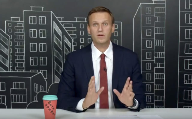 Alexei Navalny records a speech about his investigation into large-scale corruption at the National Guard
