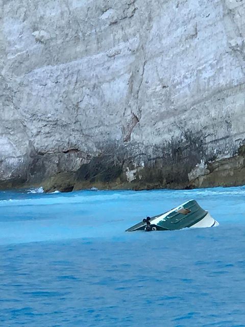 A capsized boat