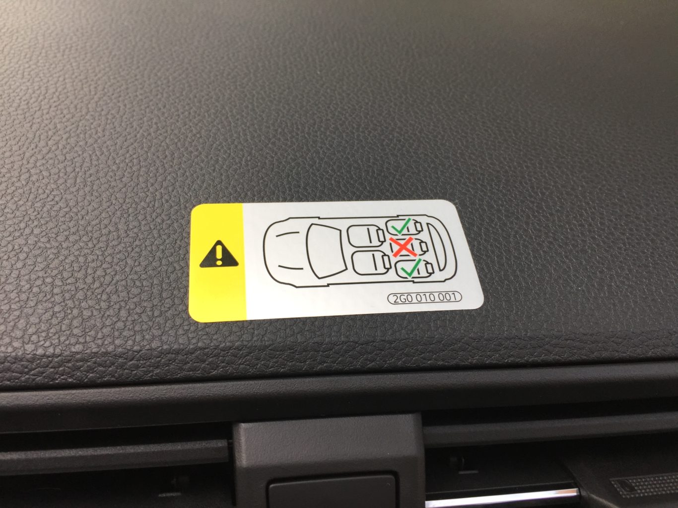 The warning sticker has been applied to the dashboard