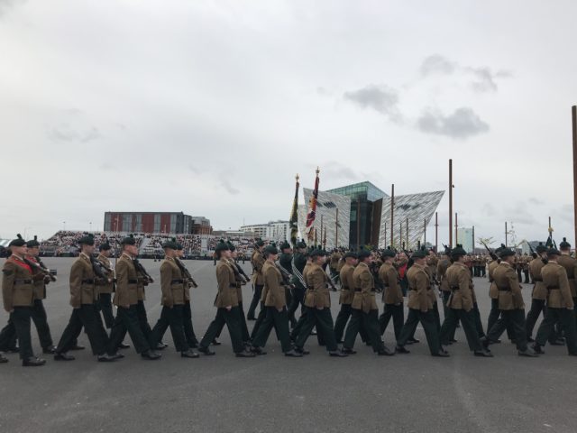 Royal Irish Regiment receive their new colours at Titanic Slipways in Belfast