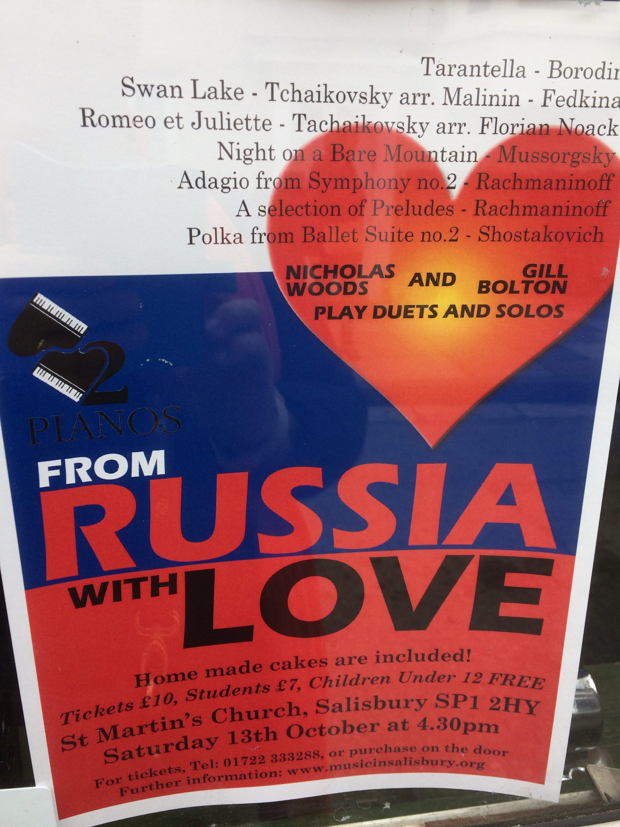 A picture of a poster found in Salisbury city centre promoting a concert due to take place called “From Russia With Love”. (Kim Chalet/PA)
