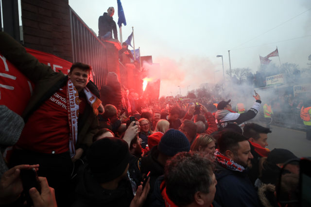 Livepool fans outside Anfield
