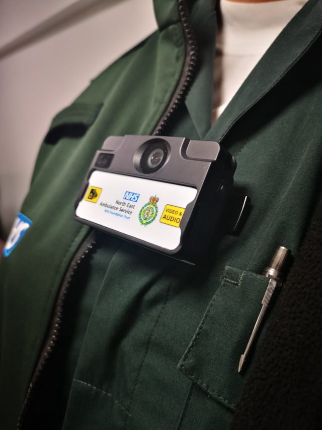 Close up of the body worn camera frontline staff will wear (NEAS/PA)