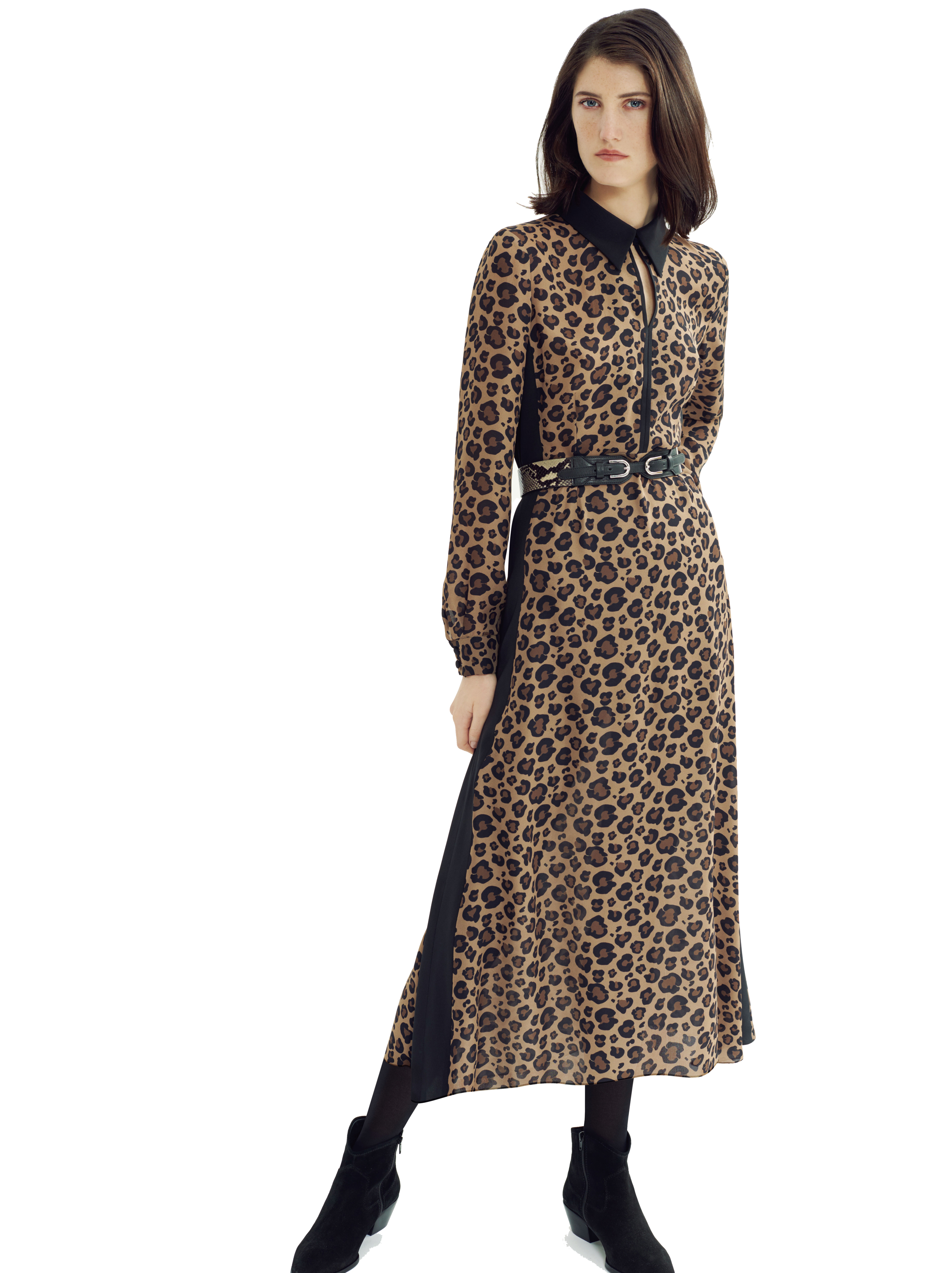 Hobbs Georgiana Dress, Maddison Belt, 100d Tights and Linden Cuban Boots