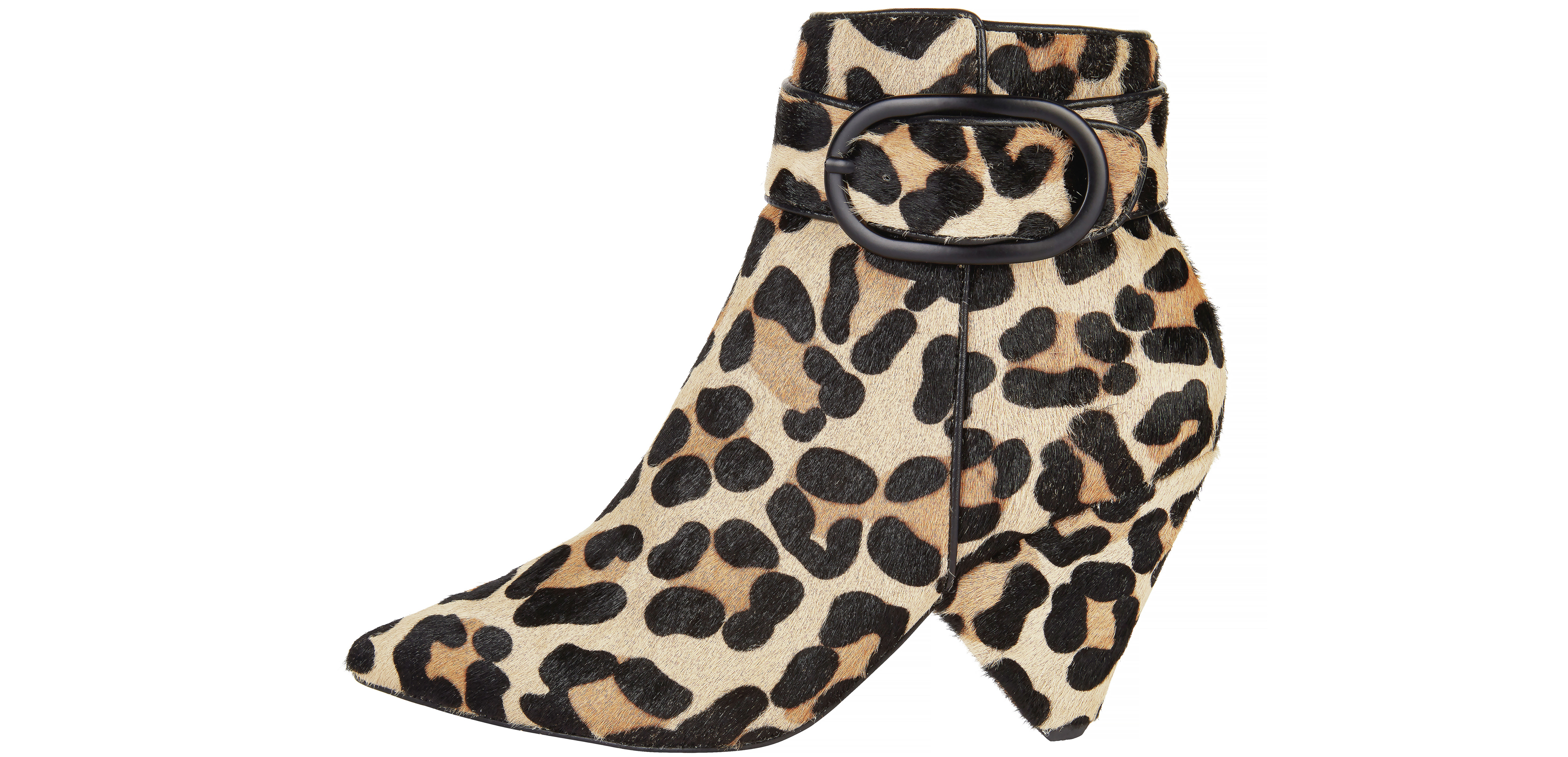 V by Very Farida Leopard Print Leather Cone Heel Ankle Boots