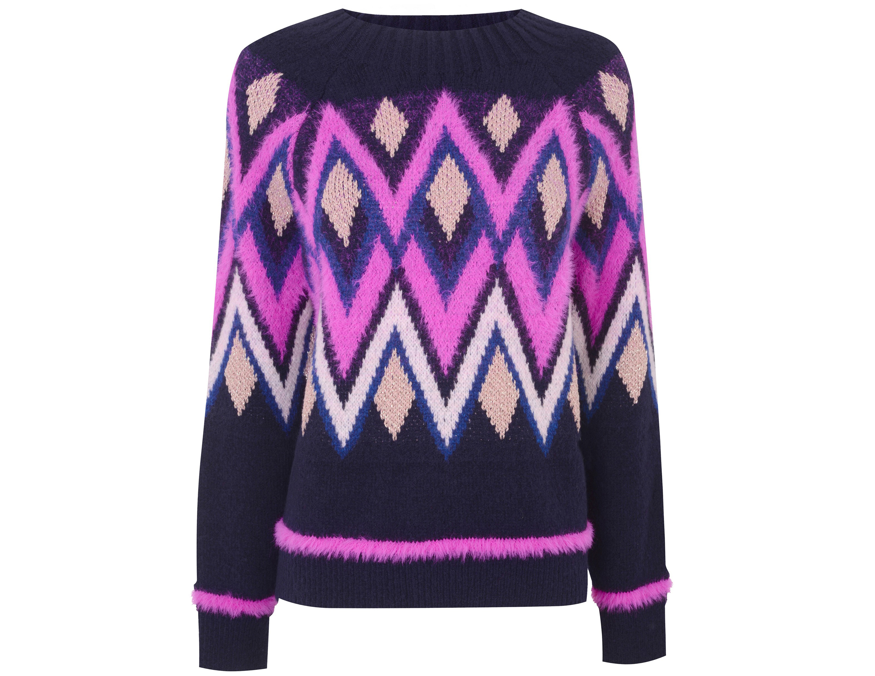H! by Henry Holland Multicoloured Fair Isle Print Eyelash Jumper