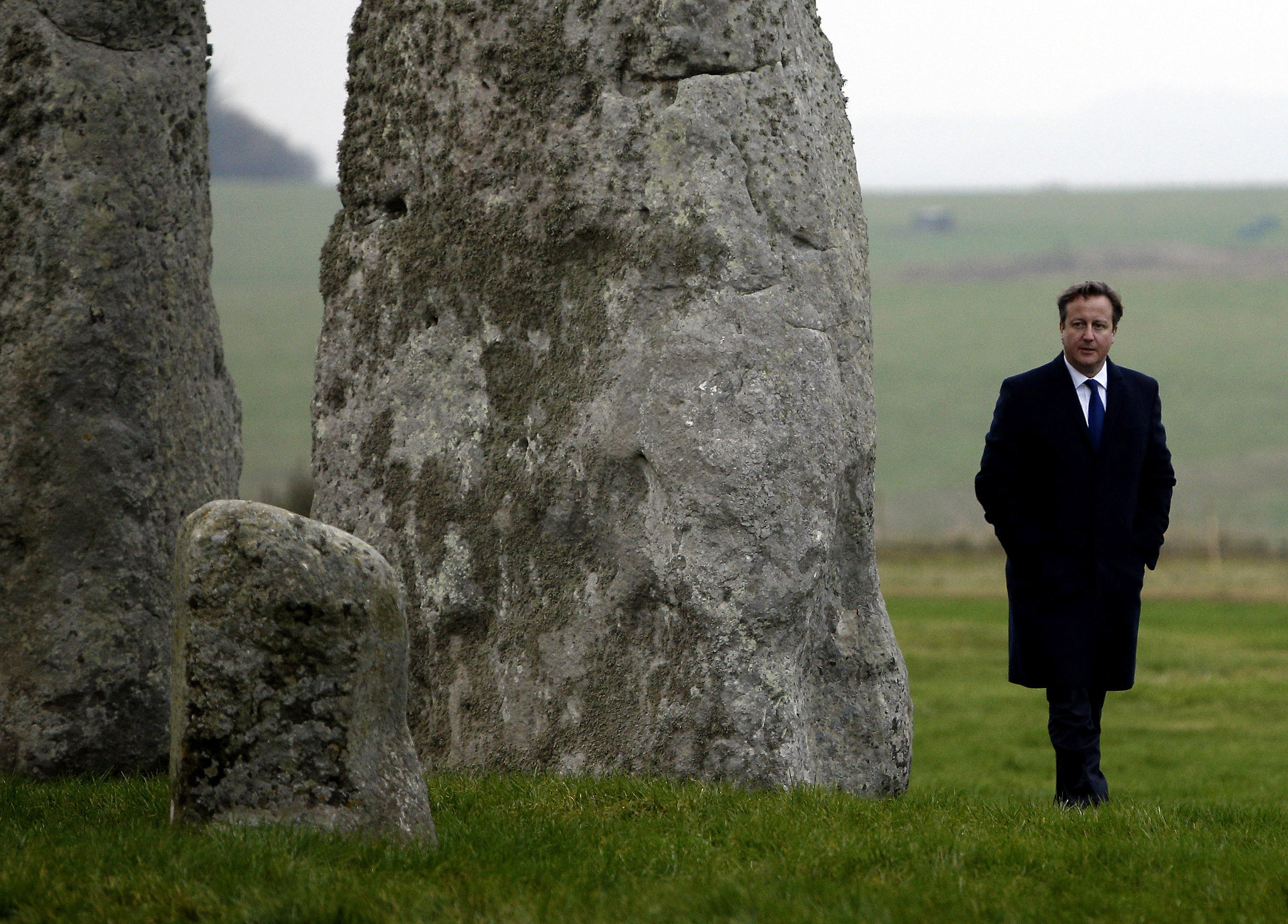 Then prime minister David Cameron visiting Stonehenge in 2014 