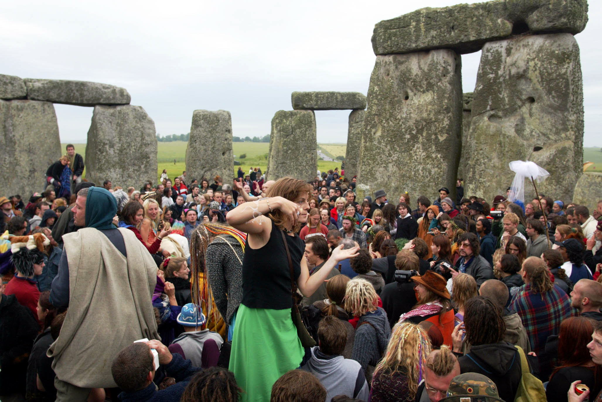 People celebrating the Summer Solstice in 2002