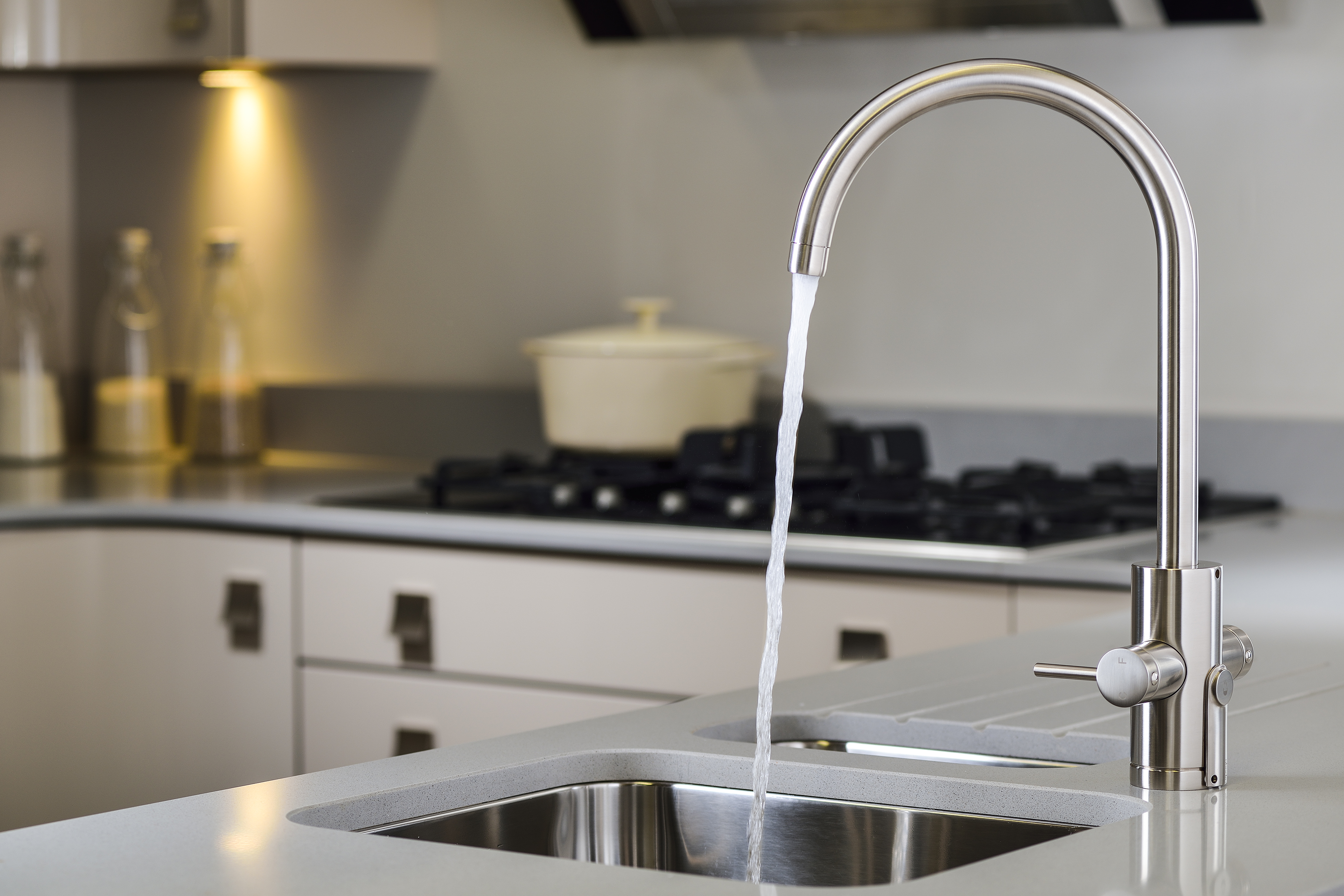The Abode boiling water taps featured within the range at Benchmarx Kitchens start from around £709 (Benchmarx Kitchens/PA)