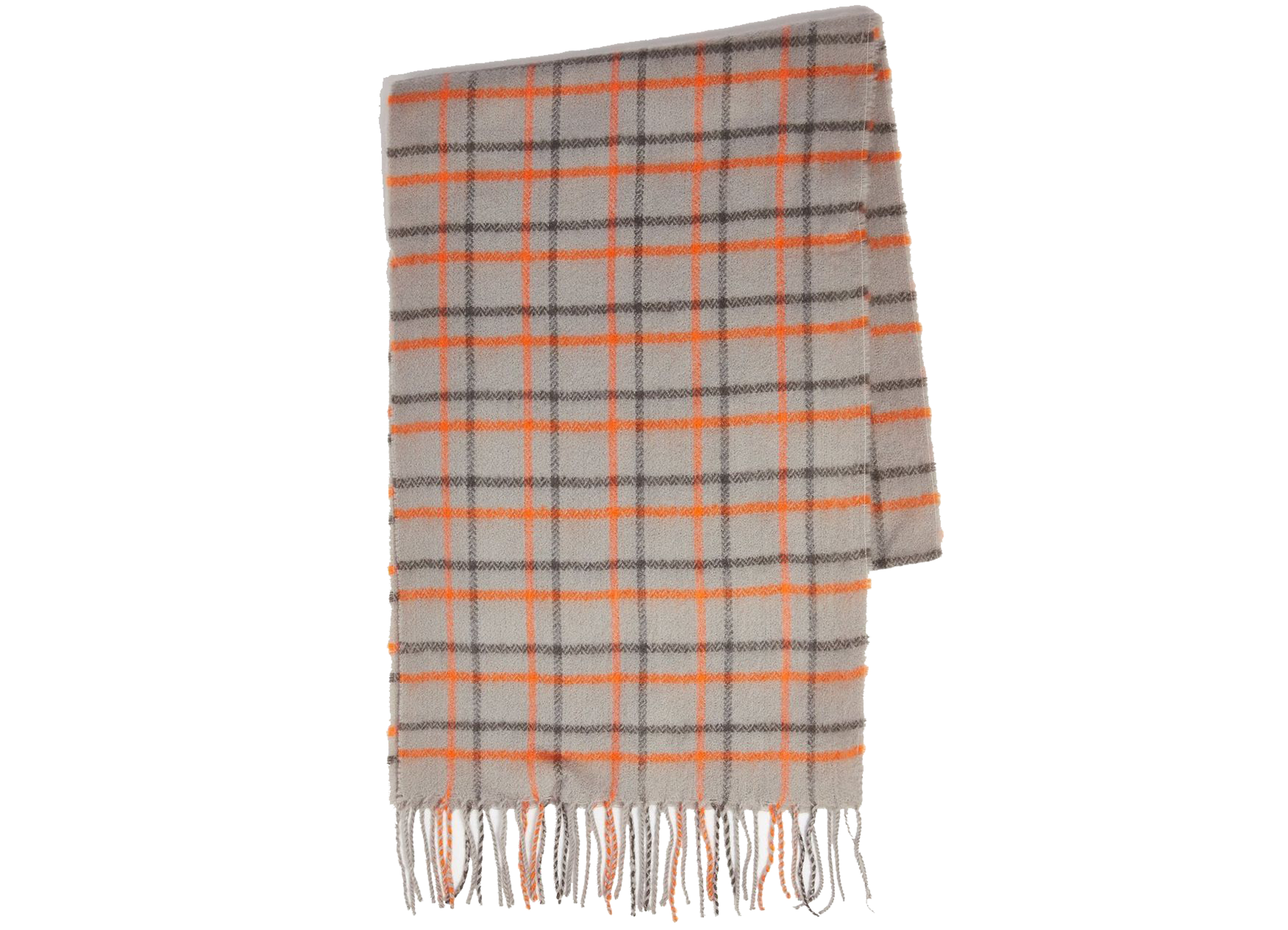 Topman Grey And Orange Grid Woven Scarf
