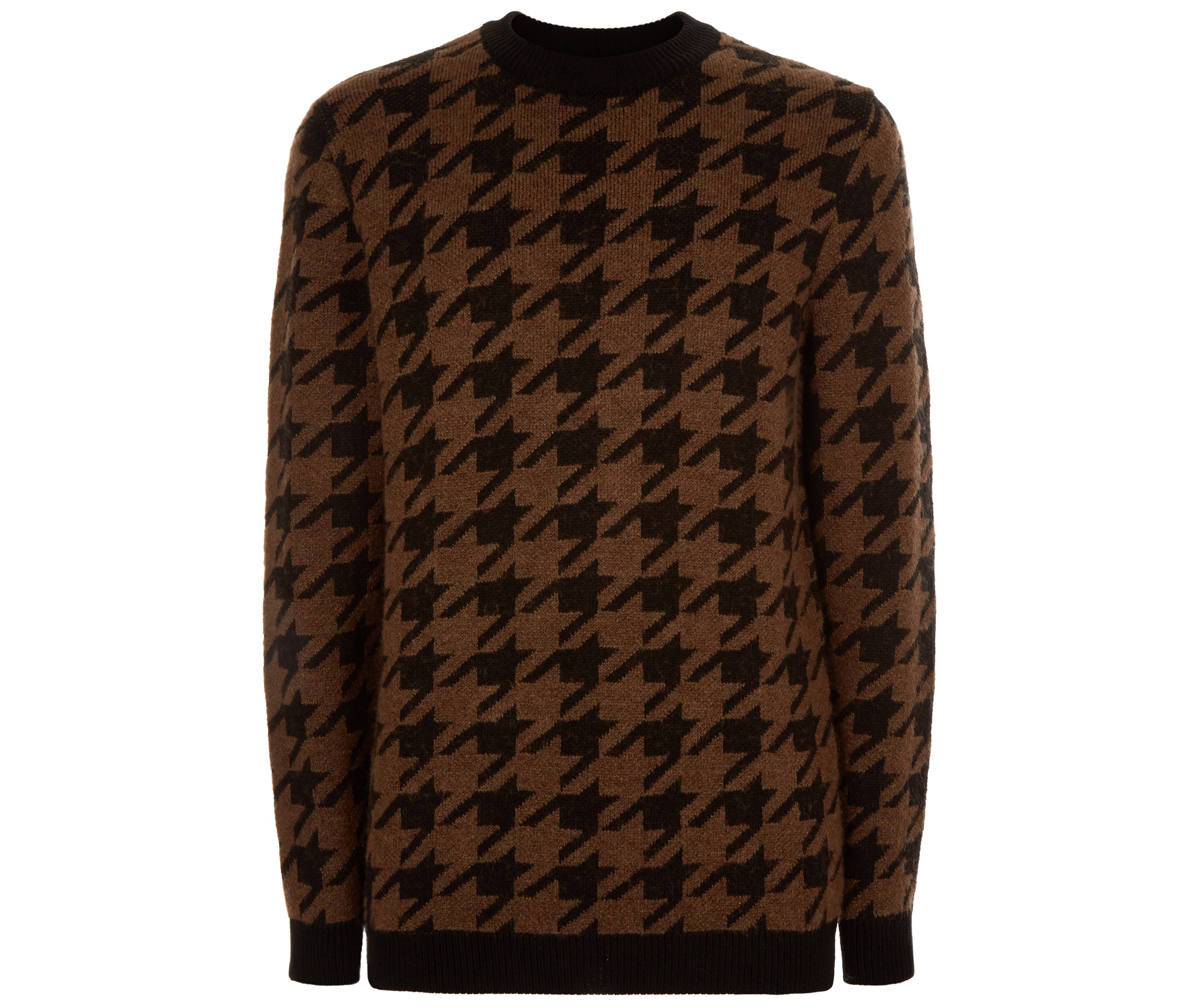 New Look Rust Houndstooth Check Crew Neck Jumper