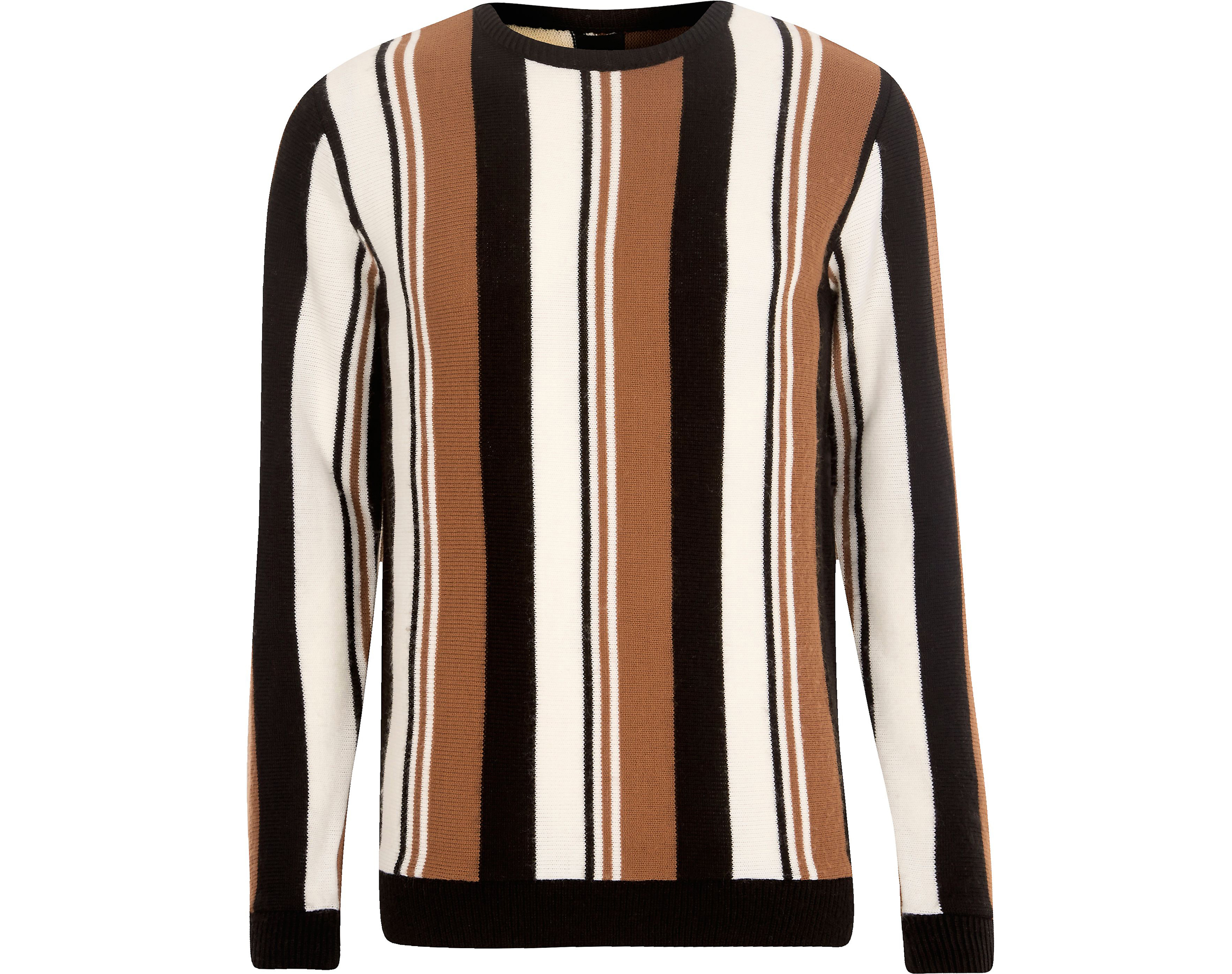 River Island Light Brown Knit Stripe Slim Fit Jumper