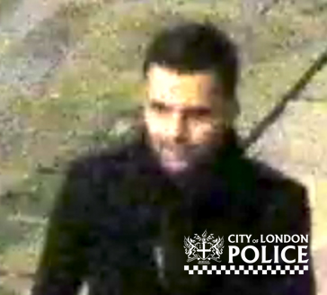 CCTV still of the suspect City of Police wish to speak to regarding the rape of a woman near Bank. (City of London Police). 