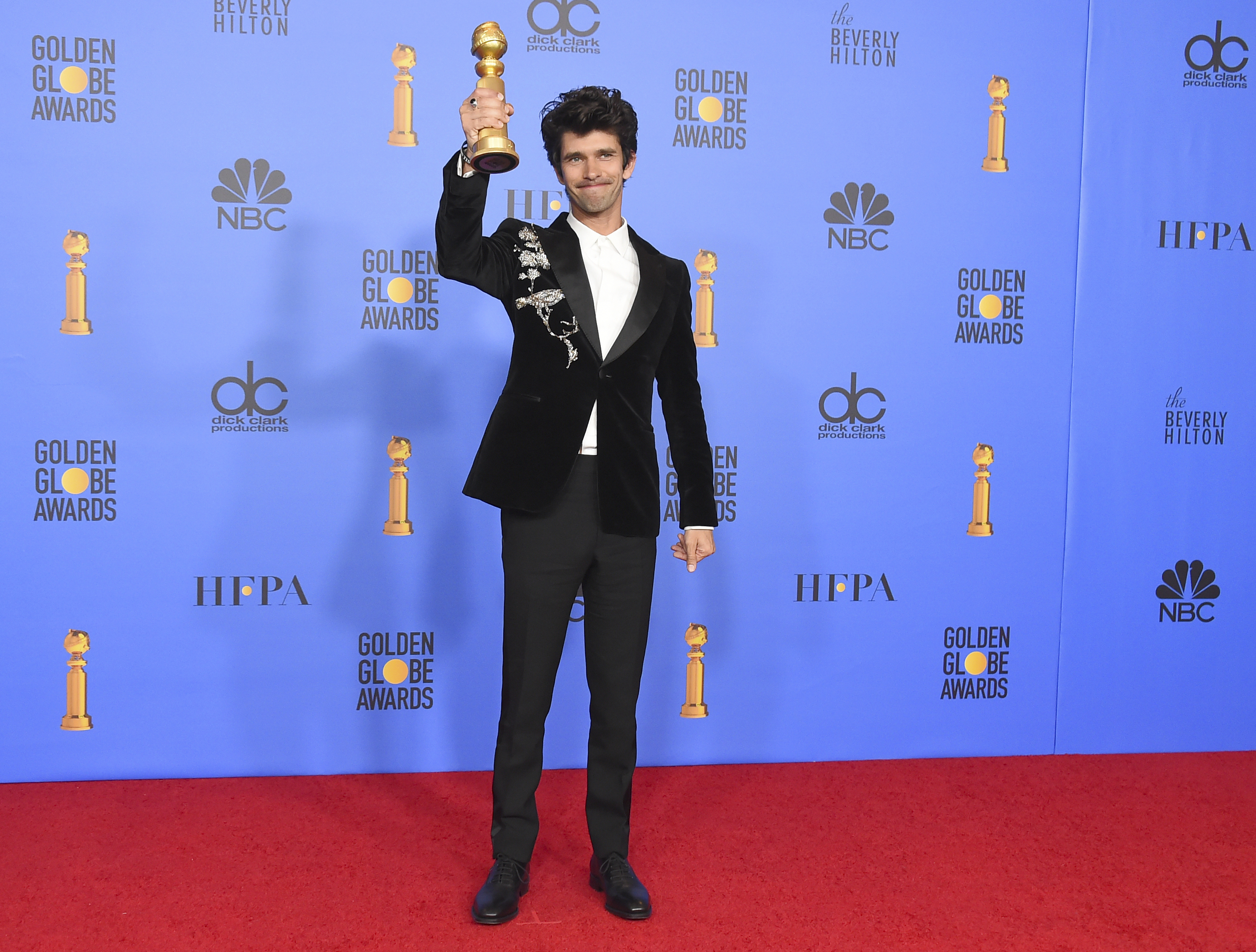 Ben Whishaw poses in the press room at the 76th annual Golden Globe Awards
