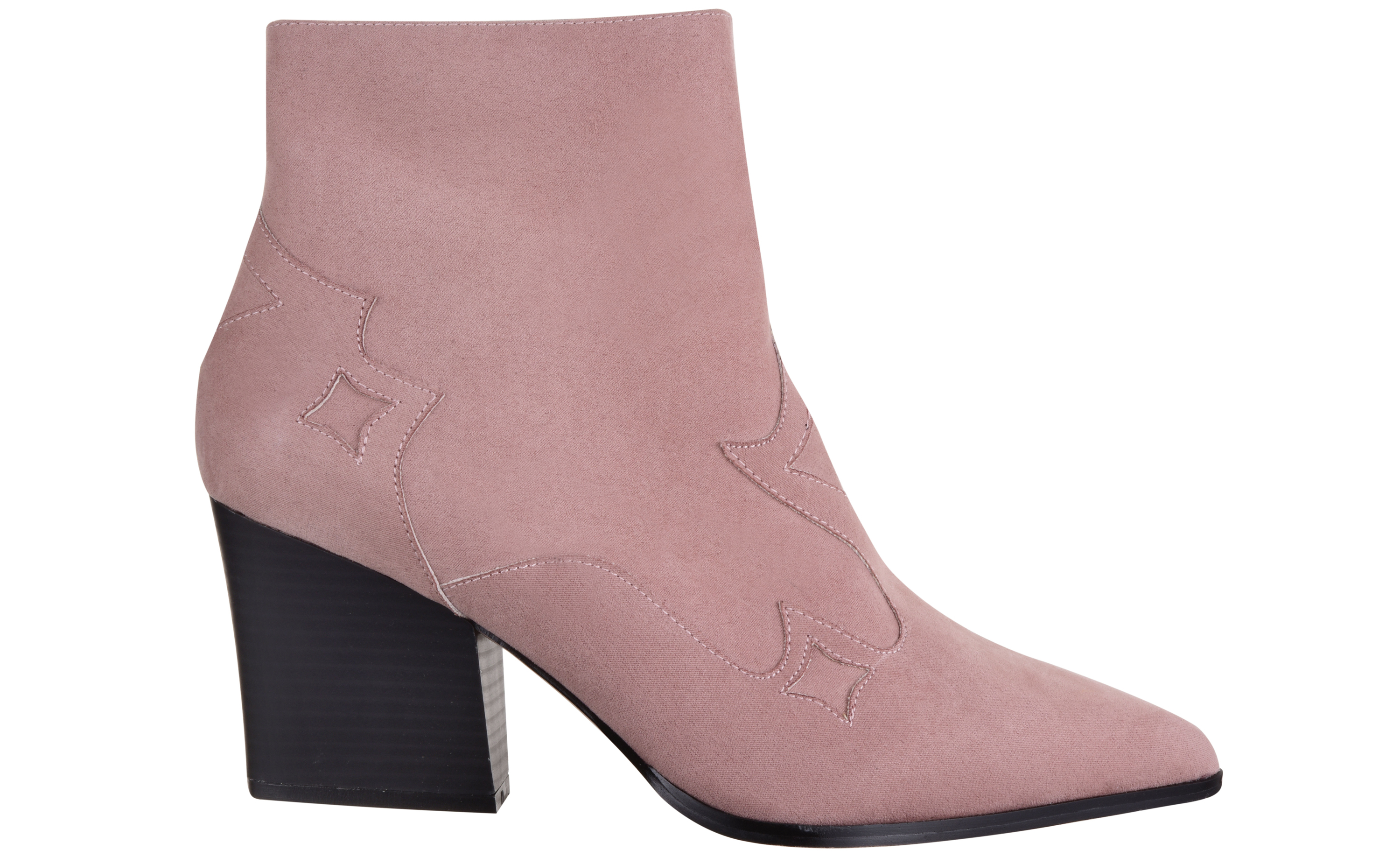 Faith Pink Suedette Bestie Block Heel Ankle Boots