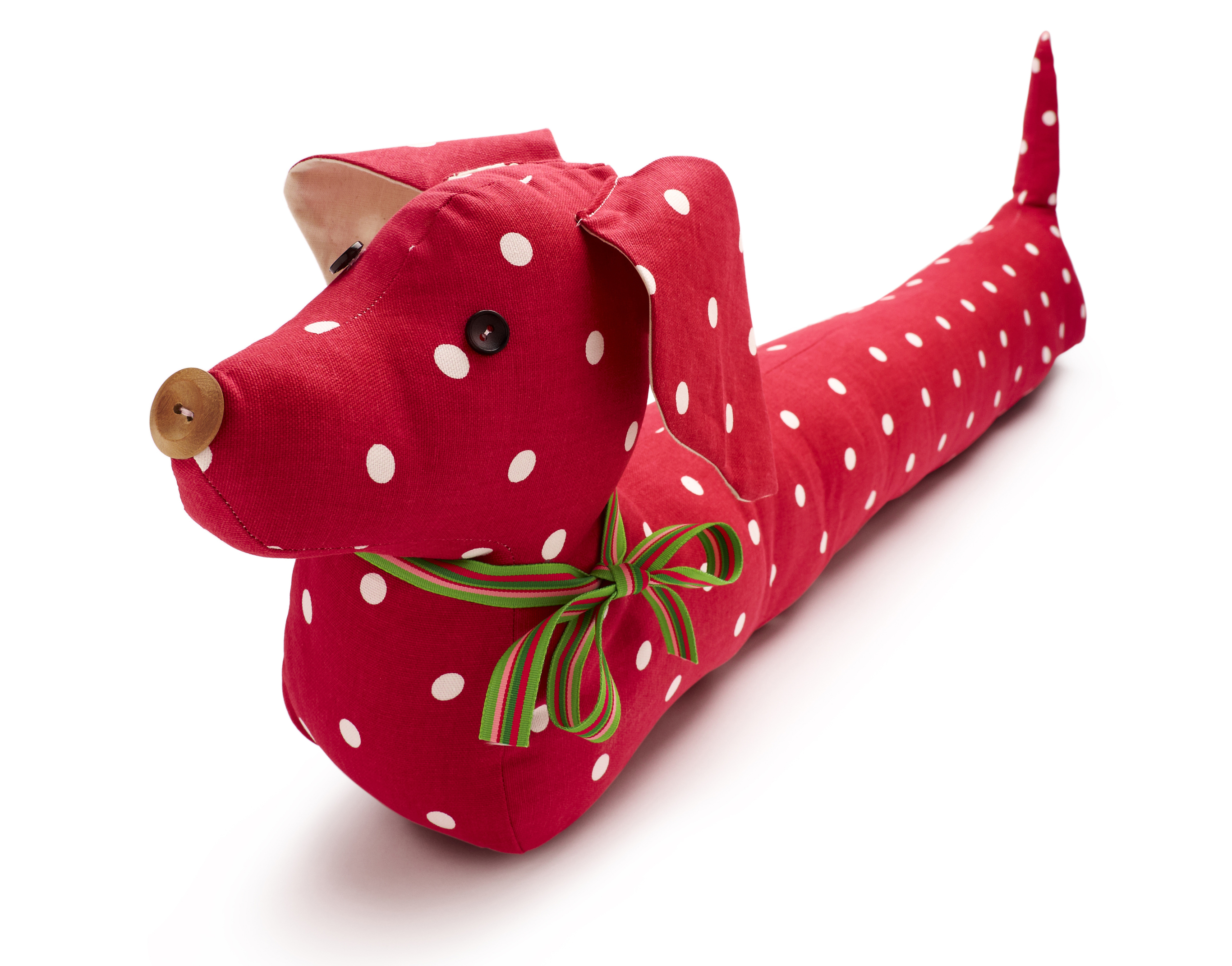 Red sausage dog draught excluder
