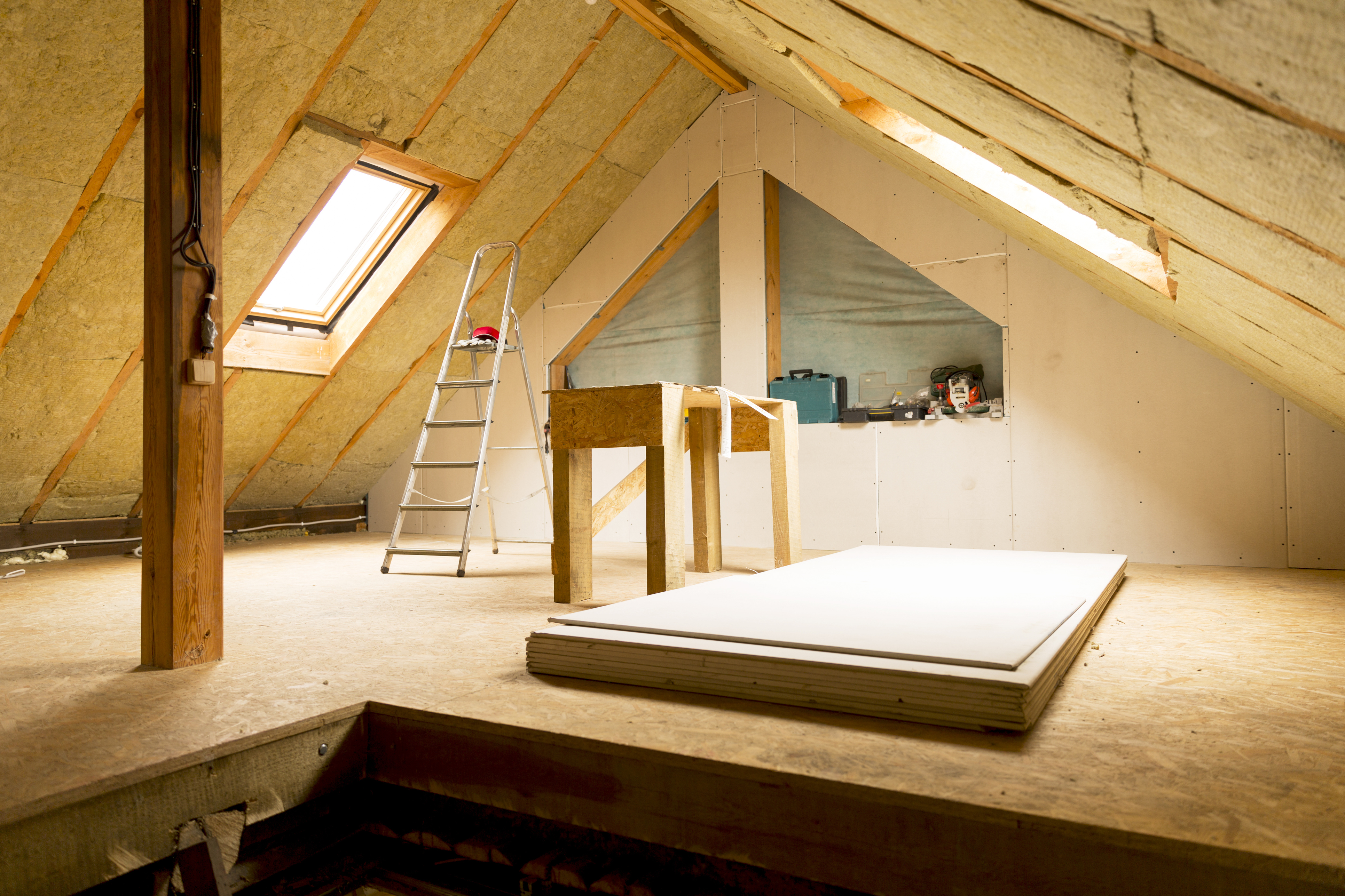 House loft with rock wool insulation