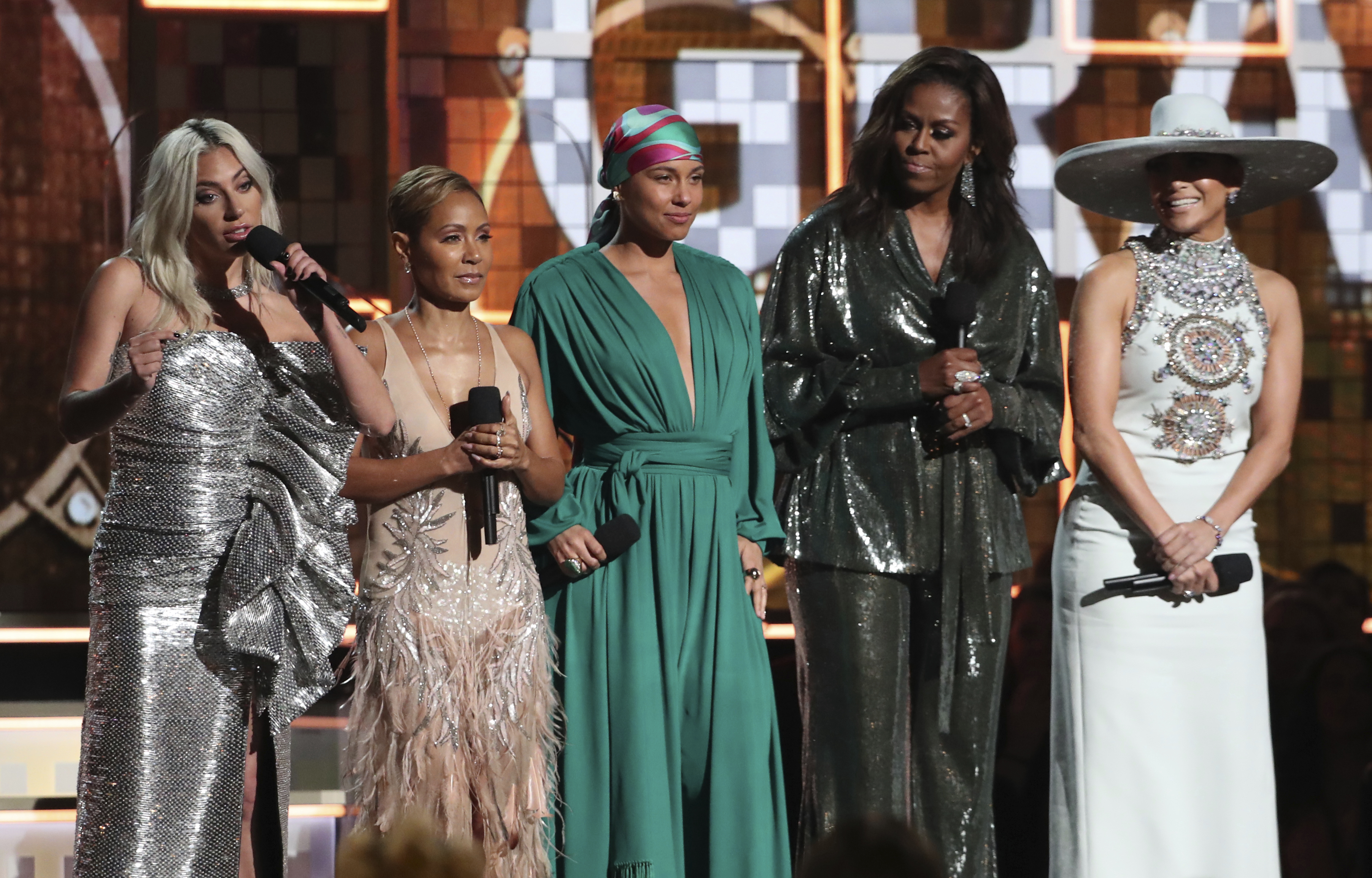 Lady Gaga, Jada Pinkett Smith, Alicia Keys, Michelle Obama and Jennifer Lopez 