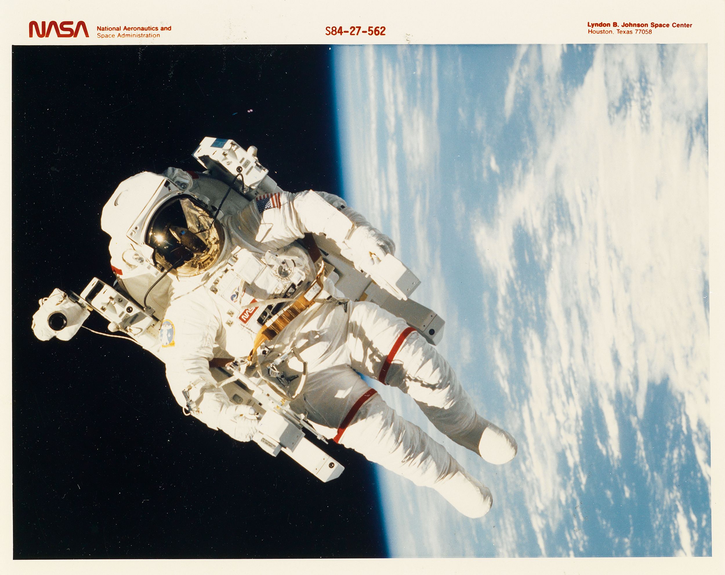 An astronaut in orbit.