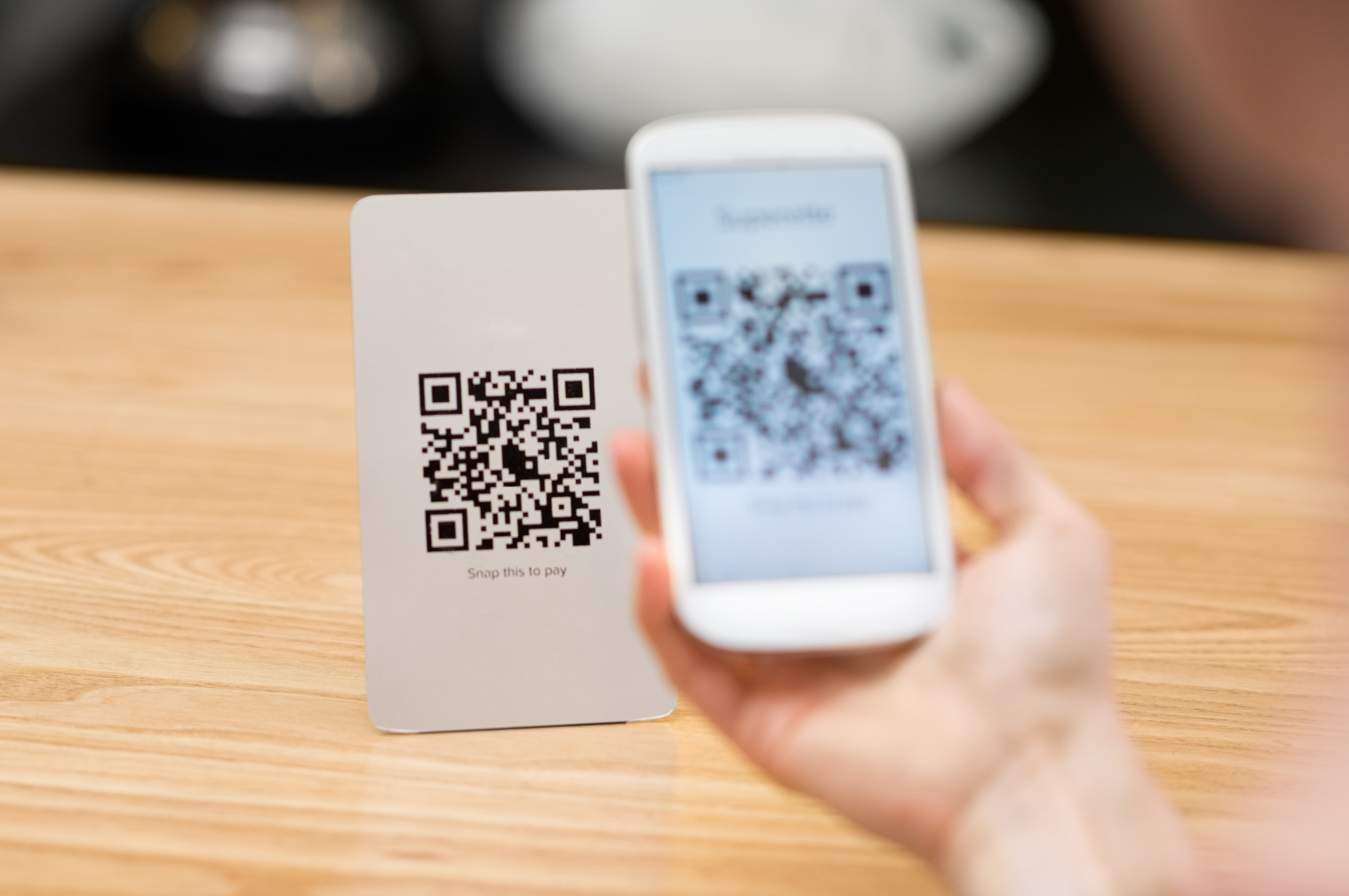 Phone scanning a QR code