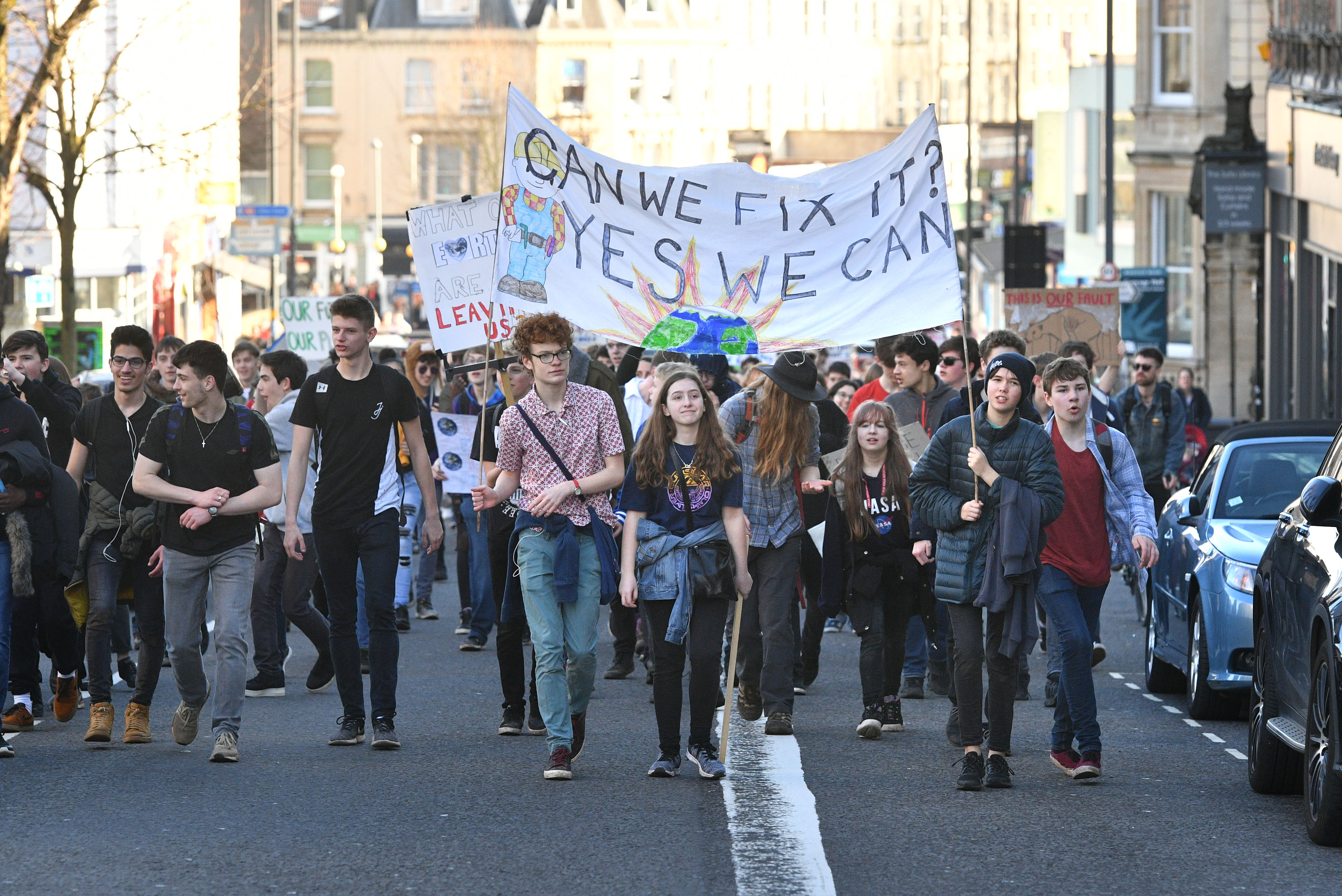 Demonstrators during a climate change protest in Bristol