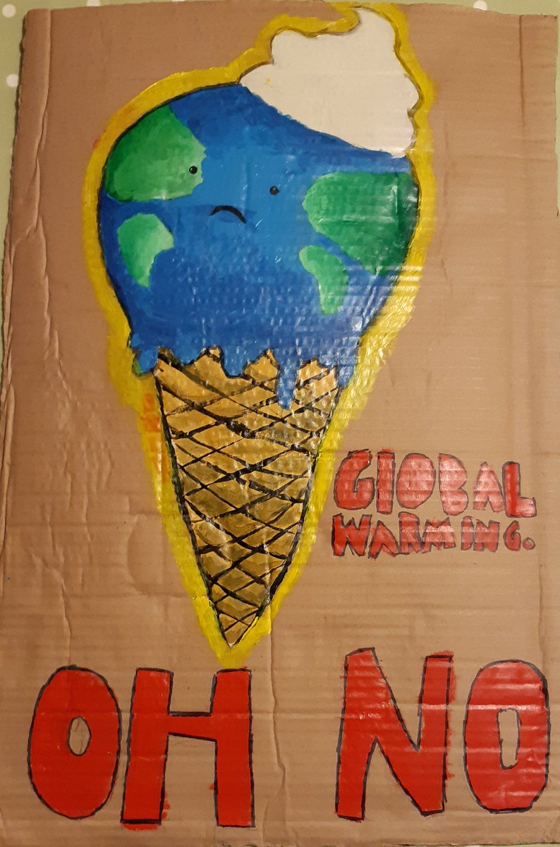 A placard made for a protest regarding climate change