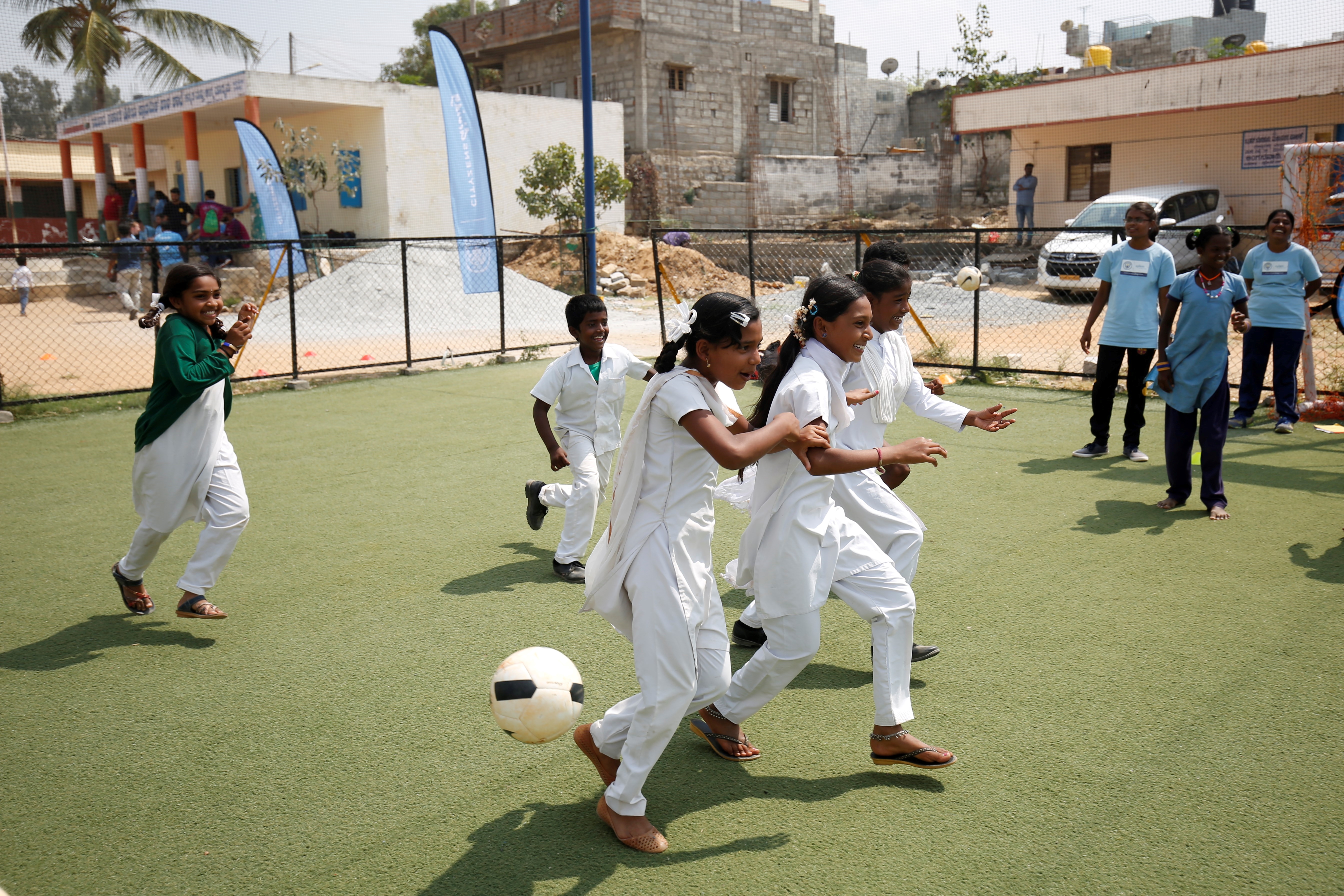 Children take part in a game