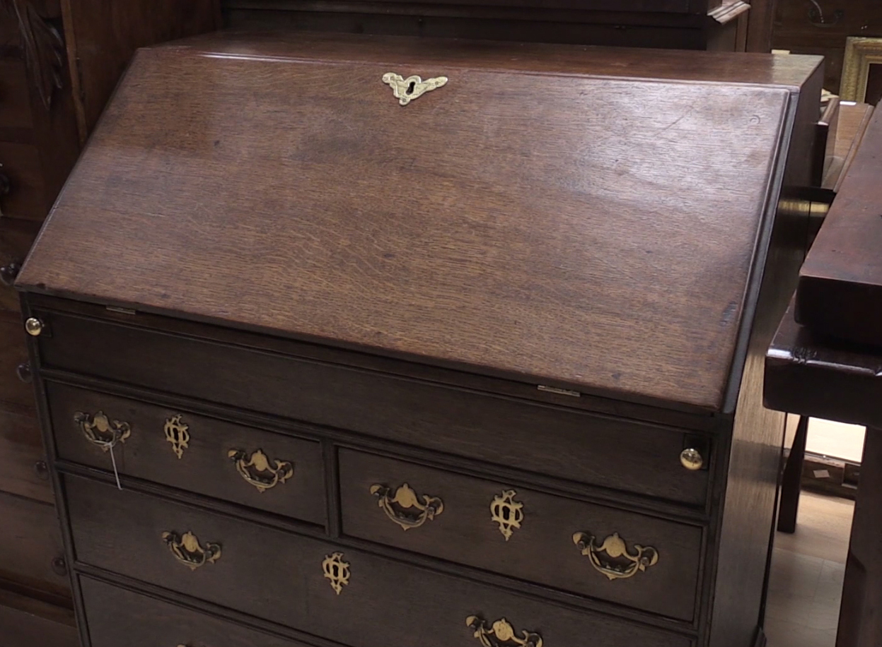 The 20th century George-II style wooden bureau where the coin was found. (Phil Barnett/PA Images)
