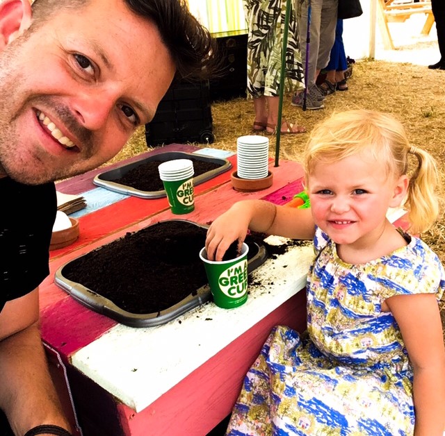 Lee encourages his daughter Olive to grow her own veg (Lee Connelly/PA)