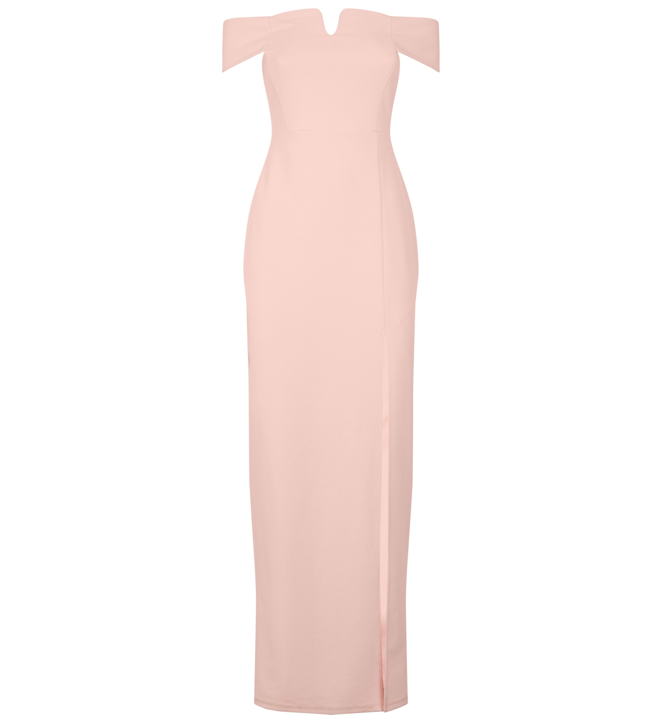 New Look Pale Pink Side Split Bardot Maxi Dress