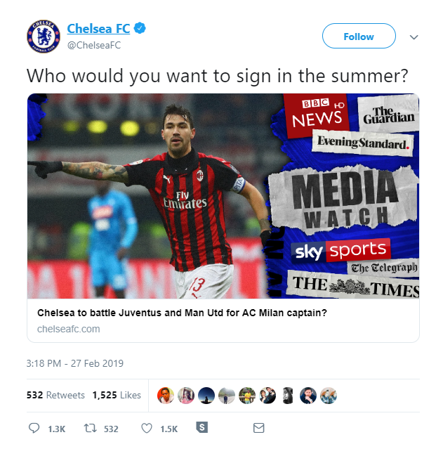 The tweet about transfer rumours