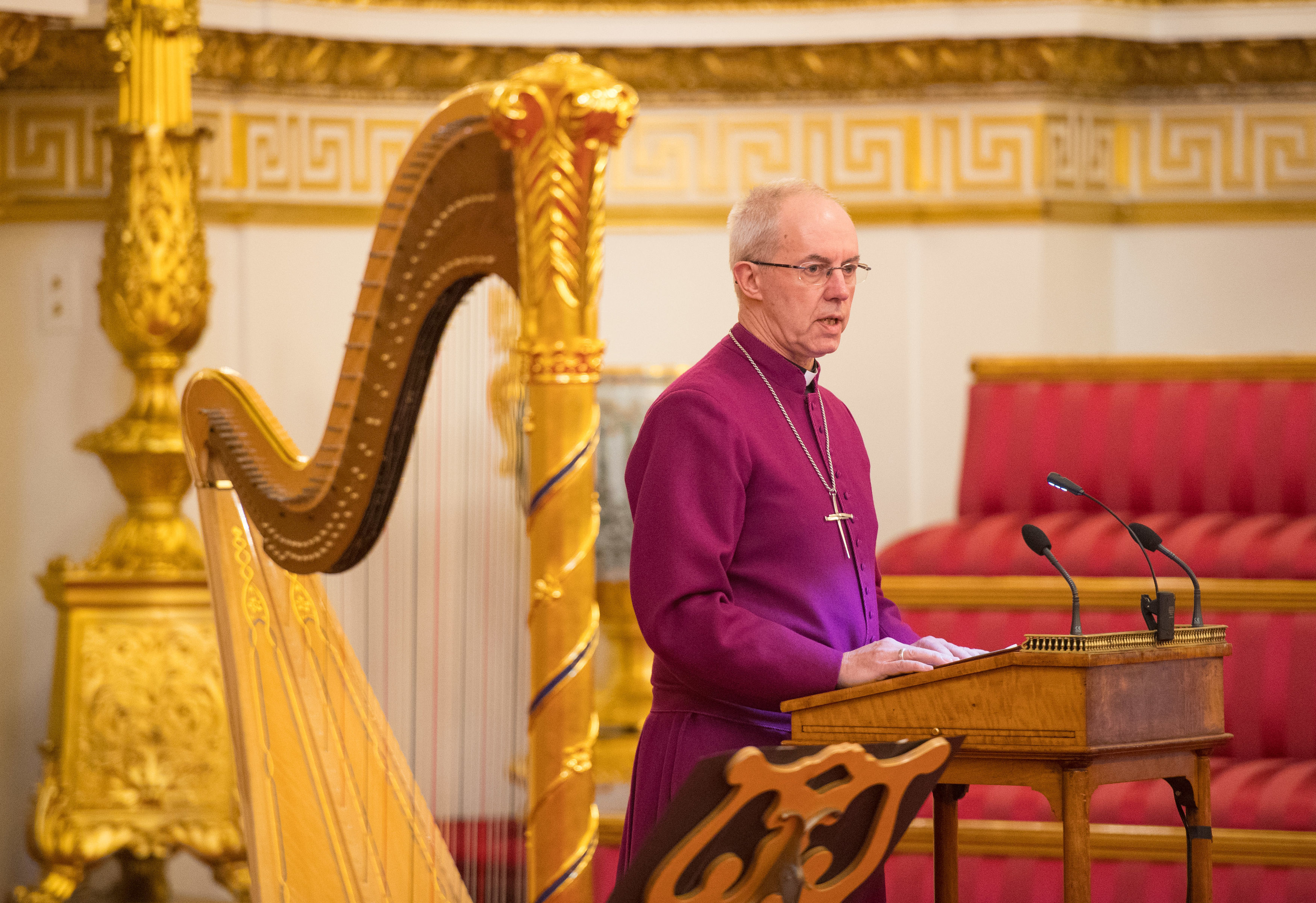 The Archbishop of Canterbury Justin Welby makes a speech during a reception at Buckingham Palace