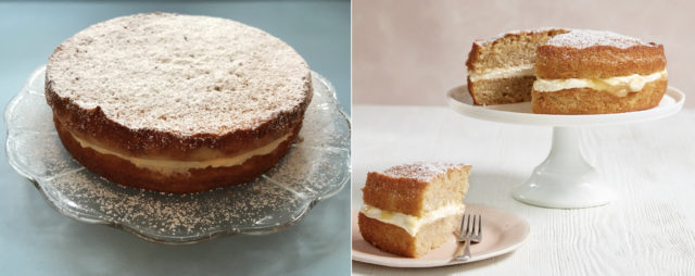 Right, apple and lemon cake from Mary Berry Quick Cooking; left, Prudence Wade's version (Prudence Wade/Georgia Glynn Smith/PA)
