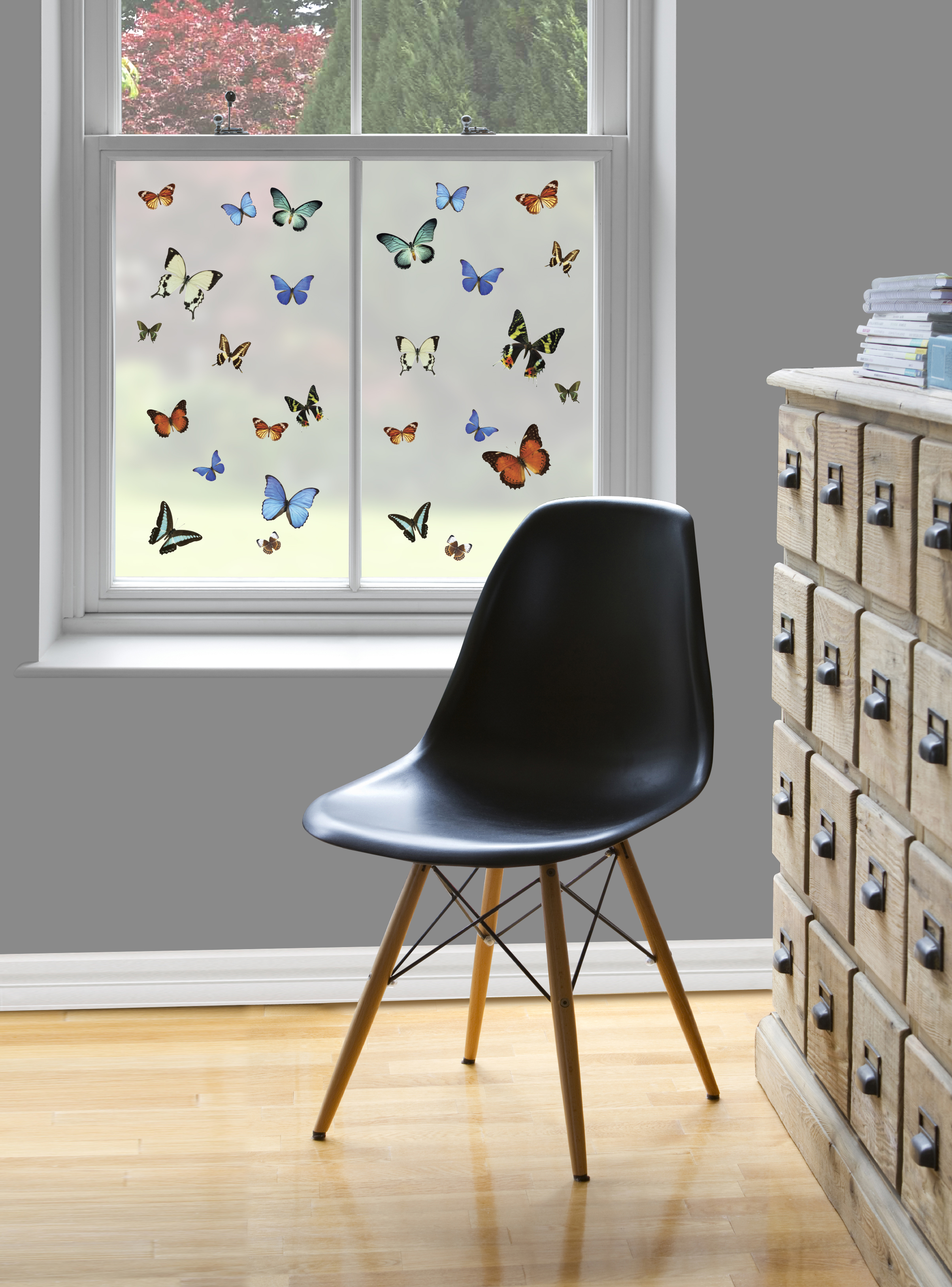 Butterfly Pattern Window Film, £12.25, provides privacy and screens out a boring view. (Purlfrost/PA)