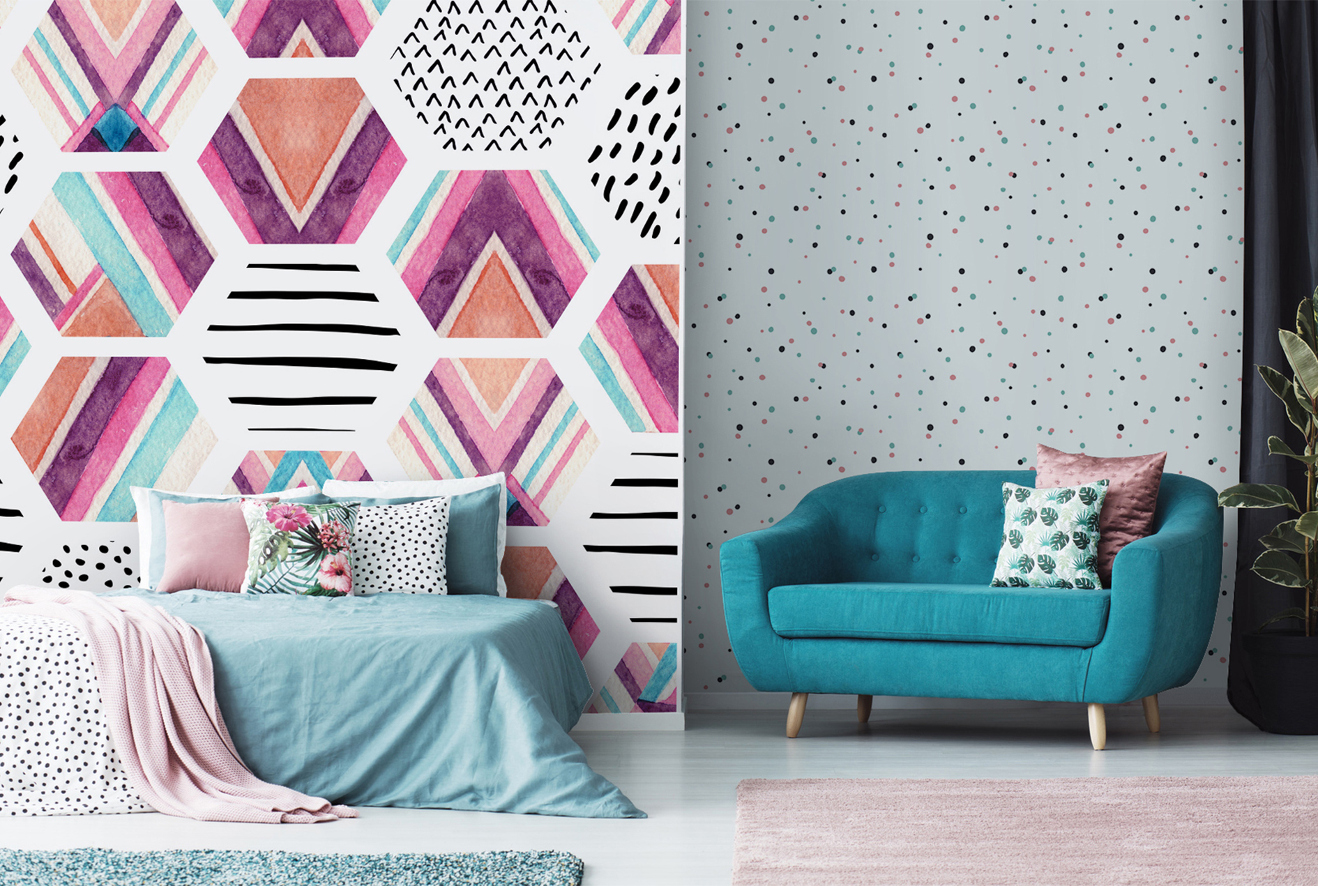 Watercolor Hexagon Seamless Pattern Wallpaper, Vinyl Custom Made, from £29, Pixers.co.uk (Pixers/PA)