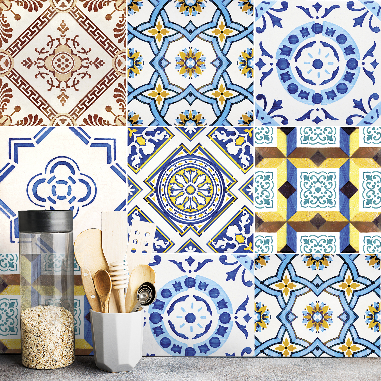 Lisbon Mouraria Tile Decals - Tile Stickers Set For Kitchen & Bathroom, Pack of 12, £8.50, SirFace Graphics (SirFace Graphics/PA)