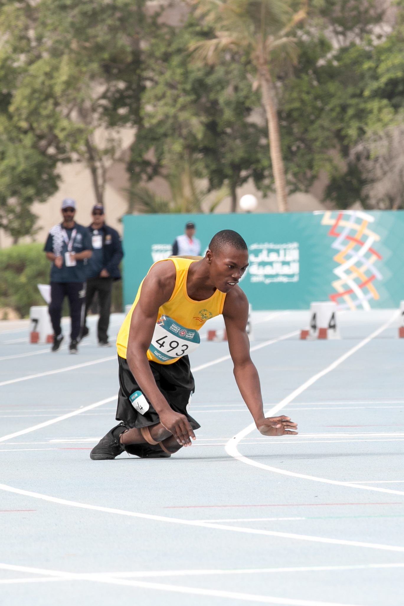 Jamaica's Kirk Wint competes in the 50m sprint at the 2019 Special Olympics World Games
