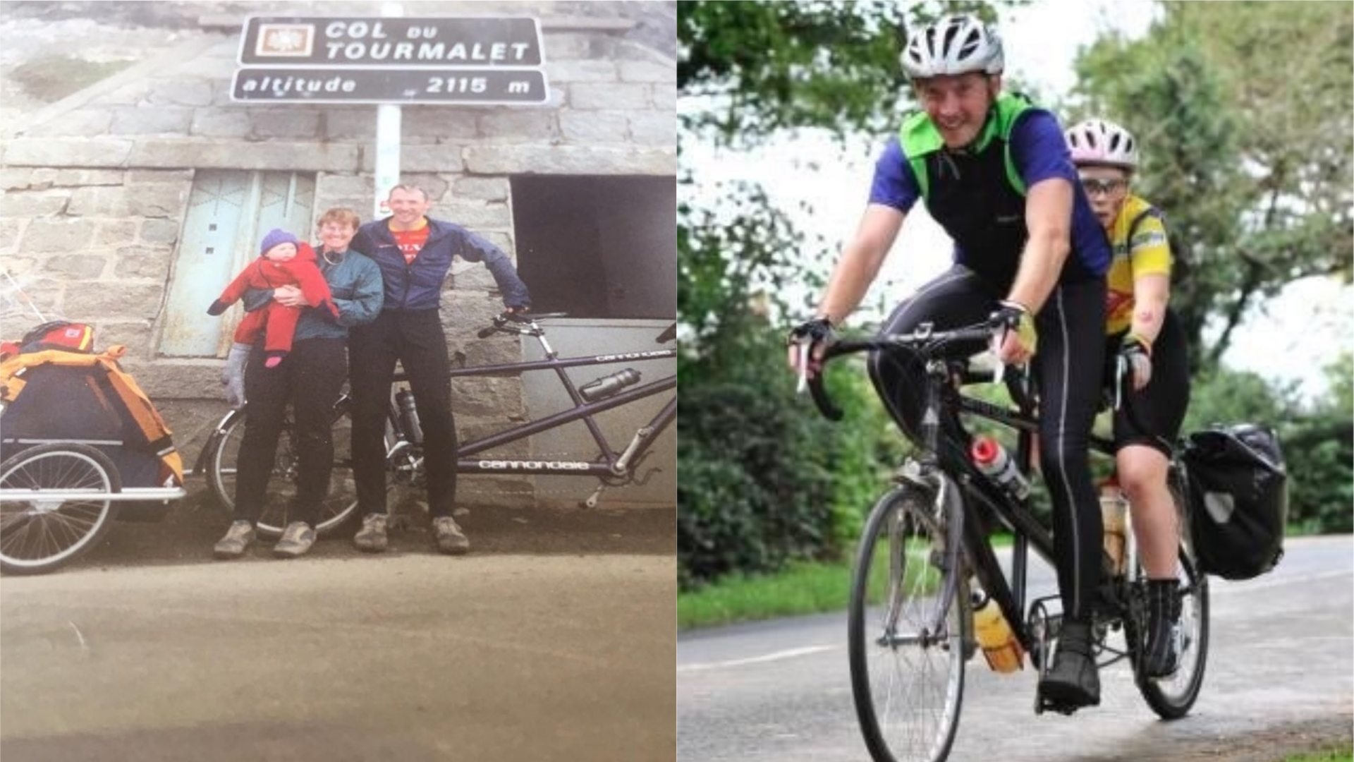 Kiera with her family as a child, and during a charity bike ride