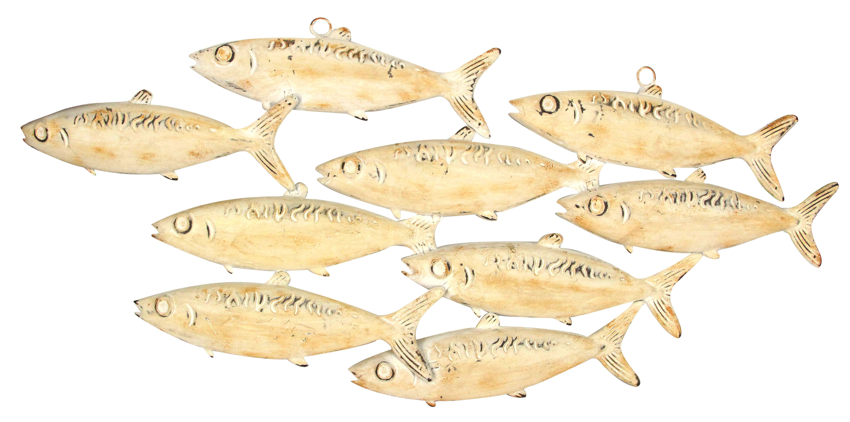 Distressed Cream Metal Fish Wall Art, £30.00 Gisela Graham (Gisela Graham/PA)
