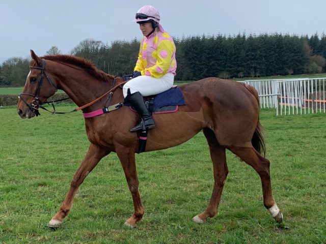 Kerry Lee aboard Top Gamble preparing for her first ride in public