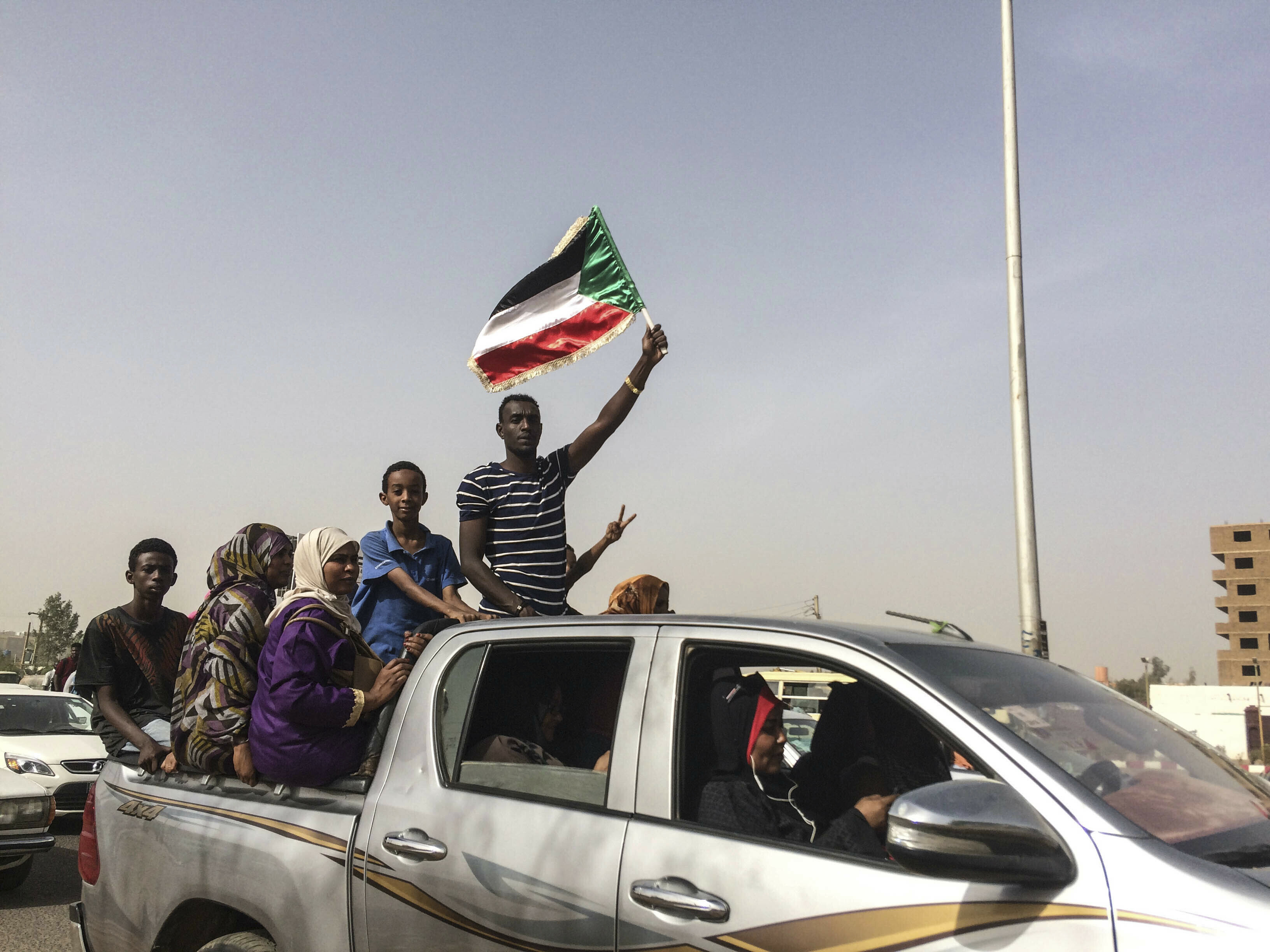 Protesters celebrate in Khartoum, Sudan