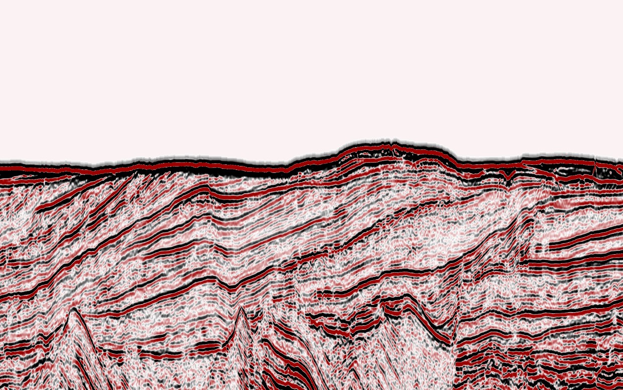 Cross-section of different layers beneath the seafloor off north-west Greenland 