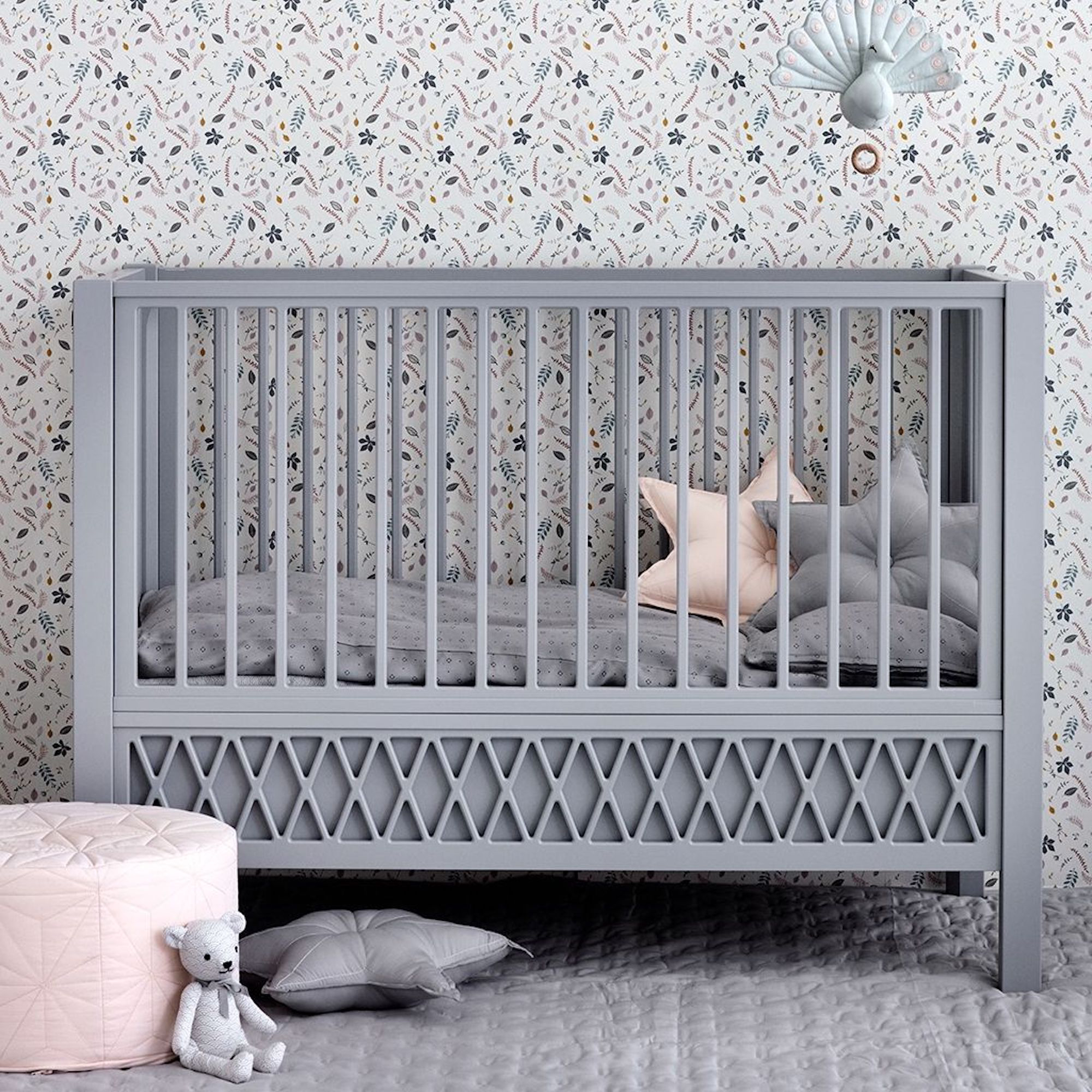 Harlequin Baby Cot Bed, Grey, £869, BoNordic (BoNordic/PA)