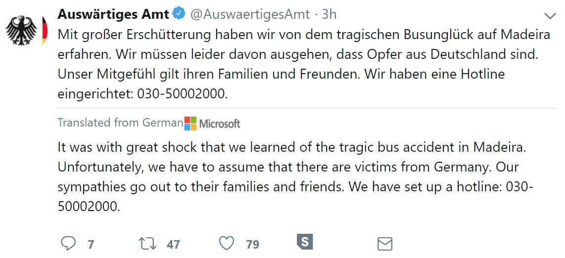 German foreign ministry tweet